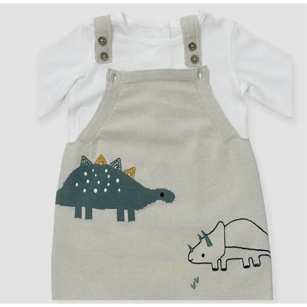 NEW VIVERANO ORGANICS unisex kids dino jacquard knit baby overall set in organic - Picture 3 of 3